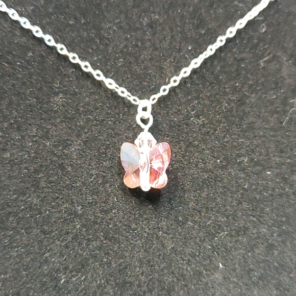 Sterling Coral Butterfly Necklace! - Picture 2 of 4